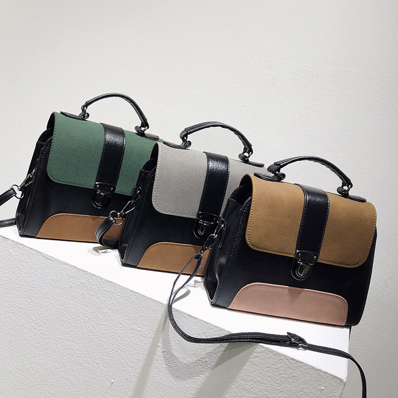 Fashion Frosted Cover Contrast Color Bag