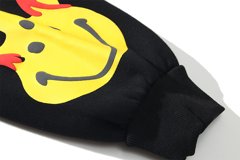 Foam smiley flame sleeve hooded sweatshirt