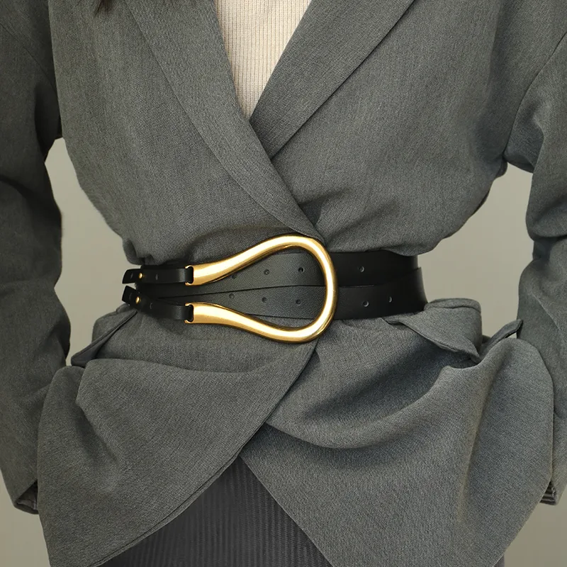 Retro Gold Copper Buckle Temperament Belt Women