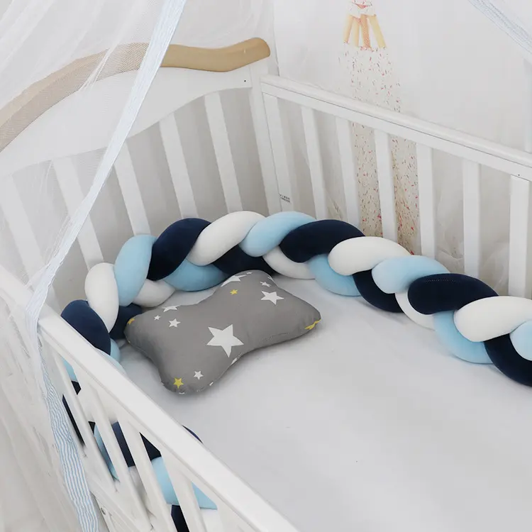 Baby Bumper Bed Braid Knot Pillow Cushion for Infant