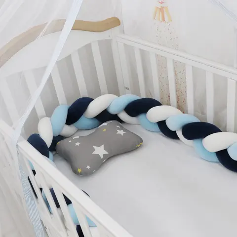 Baby Bumper Bed Braid Knot Pillow Cushion for Infant