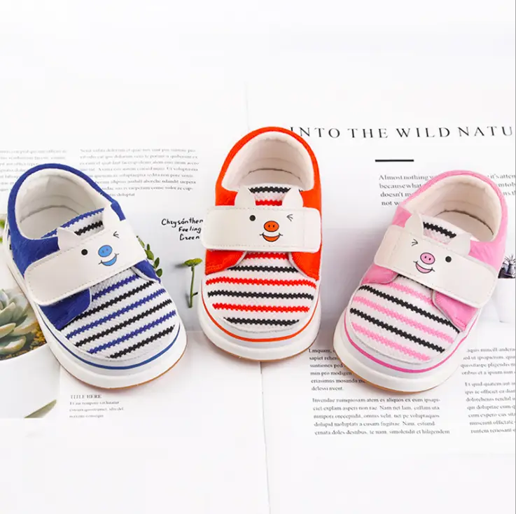 0-2 baby toddler shoes soft bottom striped cotton