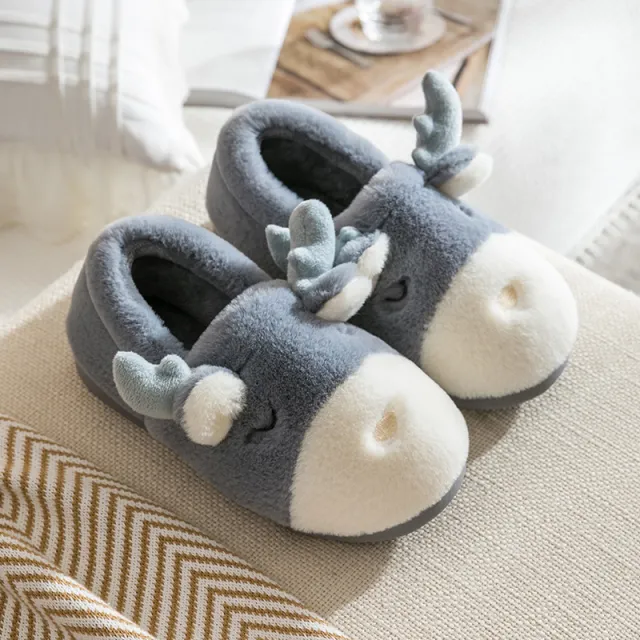 Home cute cotton slippers Grey - Shop at LoveMi