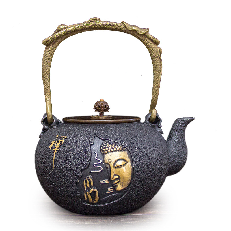 Handmade cast iron pot gilt teapot