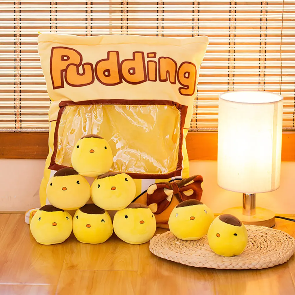 A Large Bag of Snacks and Pillow Plush Toys