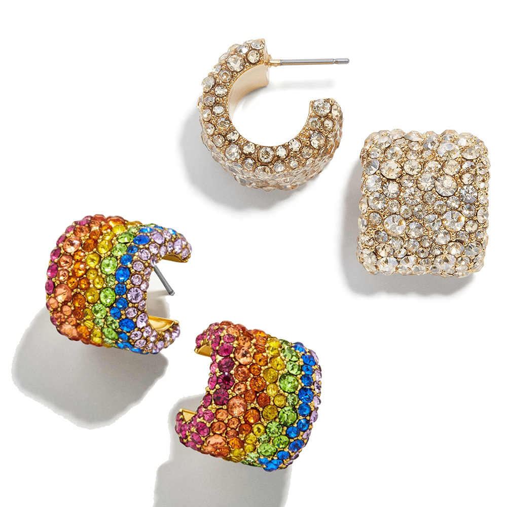 Rainbow colored gemstone ear studs