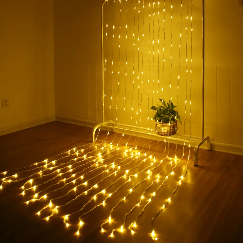 LED water lamp waterfall star string lamp - Warm Color3X2M