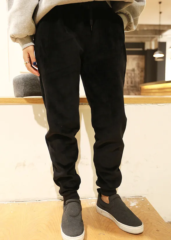 Gold velvet warm harem pants Black - Shop at LoveMi
