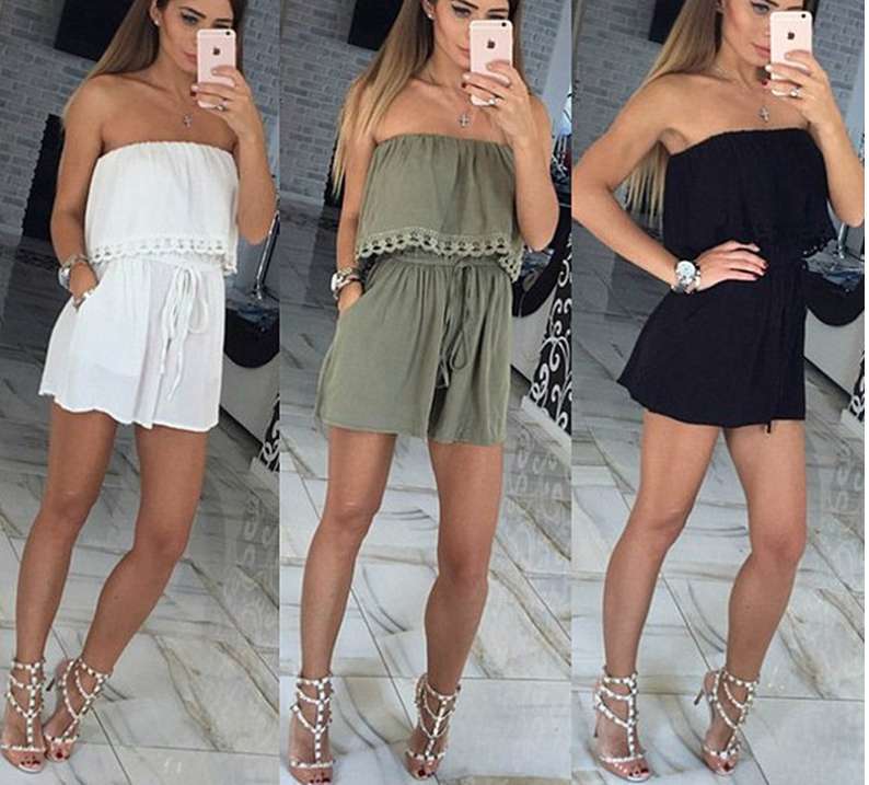 Wrapped chest strapless sexy jumpsuit