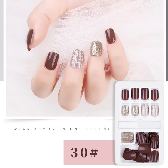 Detachable False Nail Artificial Tips Set Full Cover for Short Decoration Dark Red - Shop at LoveMi