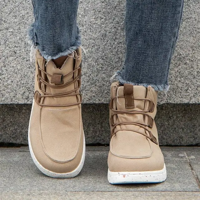 Women Winter Snow Boots Warm Flat Beige - Shop at LoveMi