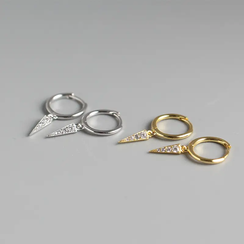 S925 Sterling Silver Fashion Water Drop Triangle Earrings