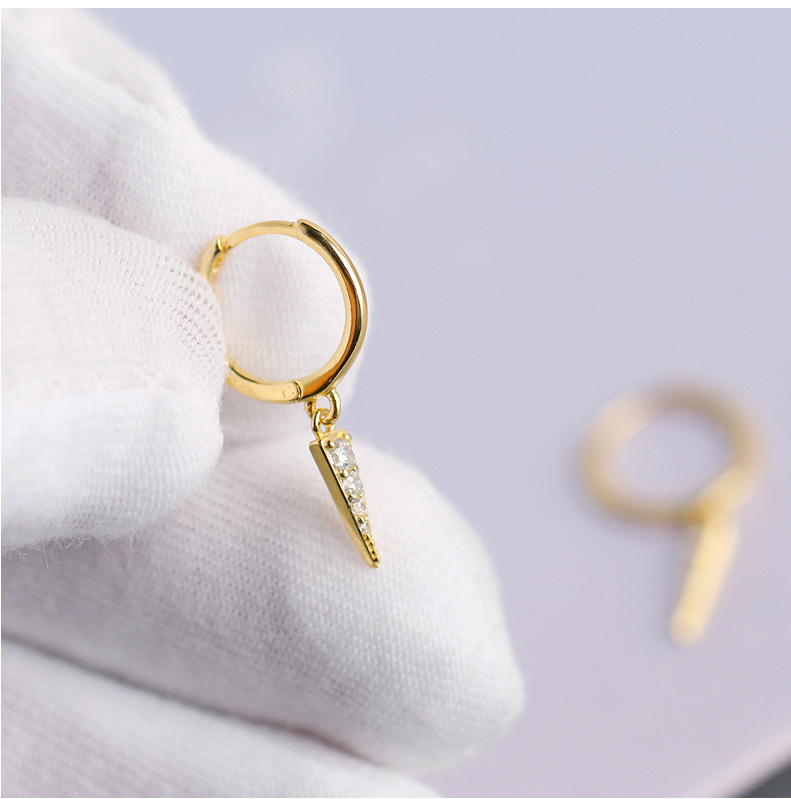 S925 Sterling Silver Fashion Water Drop Triangle Earrings