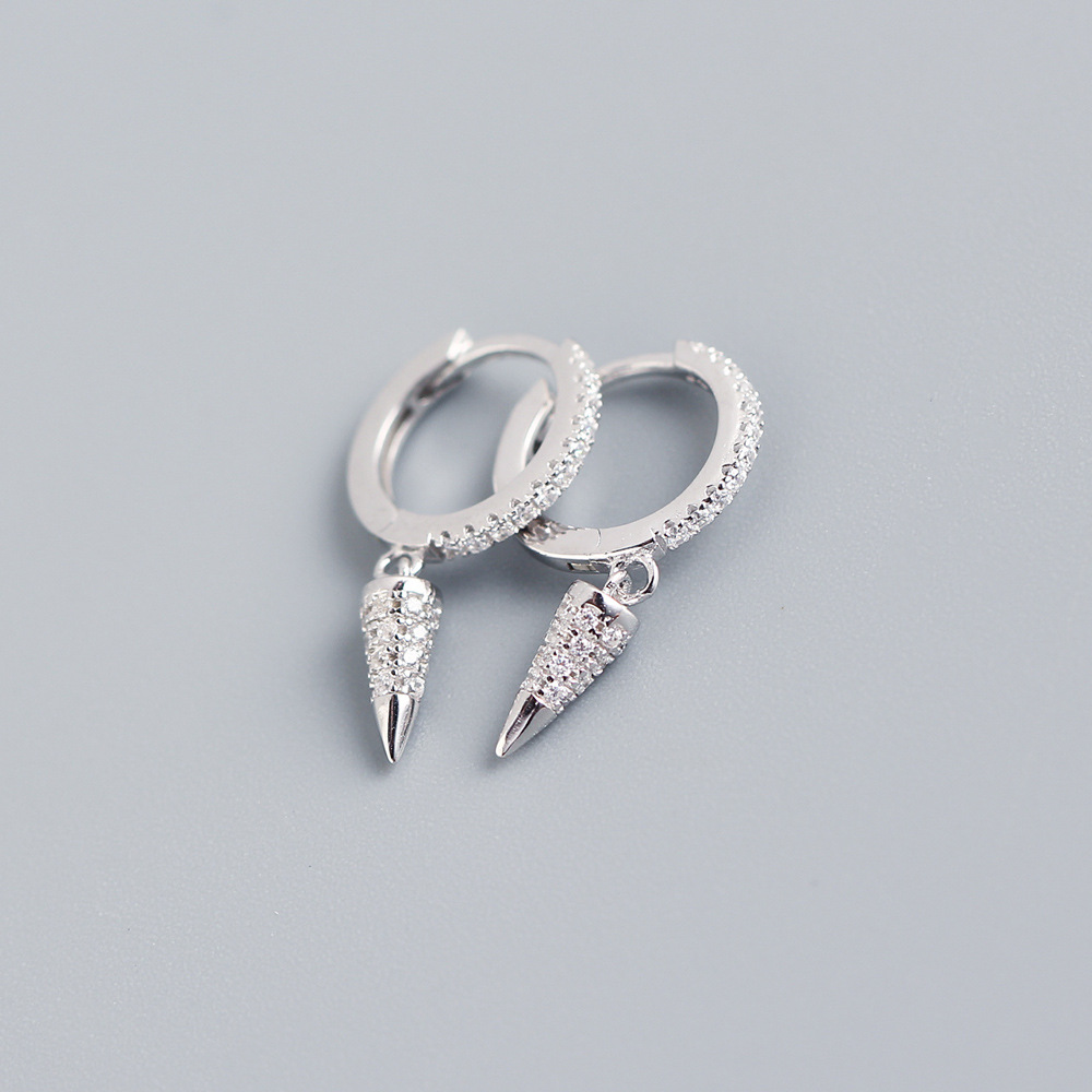 S925 sterling silver geometric tapered diamond earrings