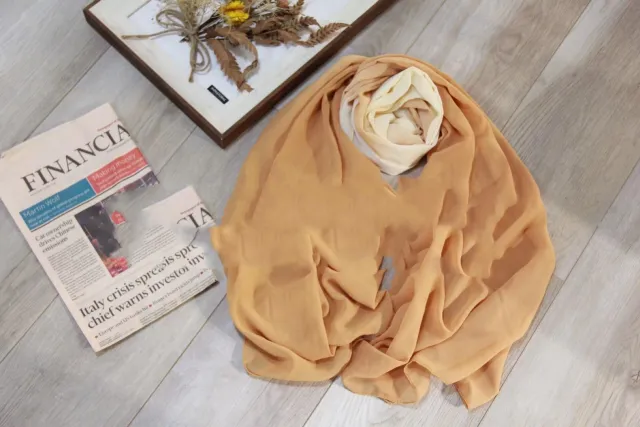 Dyeing gradient pearl chiffon headscarf Champagne Rice - Shop at LoveMi