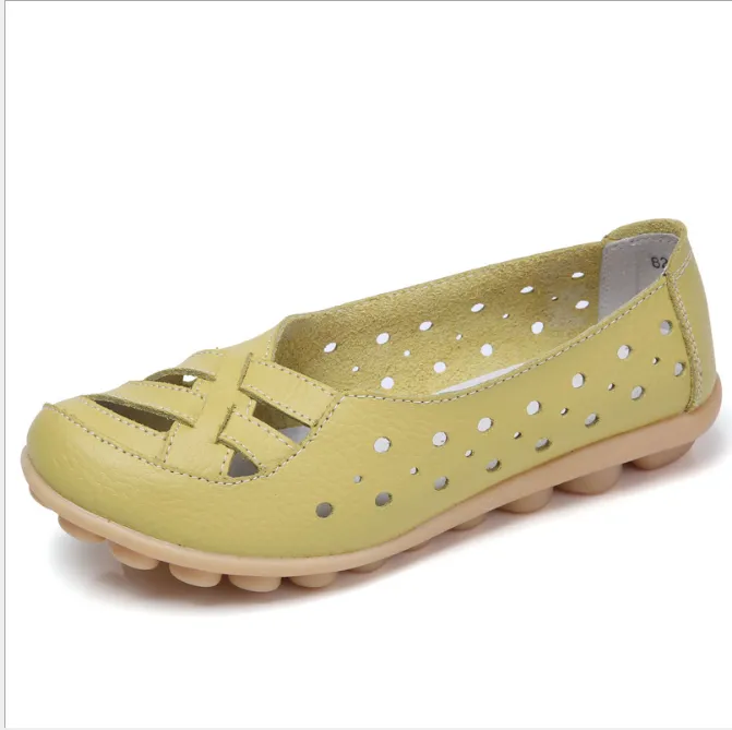 Women's flat shoes leather soft bottom flat shoes Moccasin mother soft shoes Oxford women's shoes flat shoes - Green