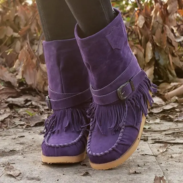 Women Boots British Style Short Tube Frosted Purple - Shop at LoveMi