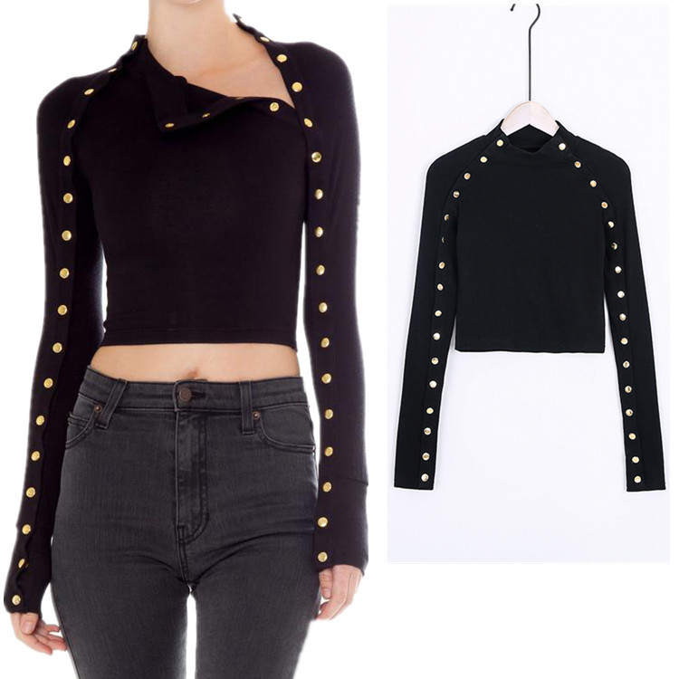 Slim fit side breasted high waist short long sleeves