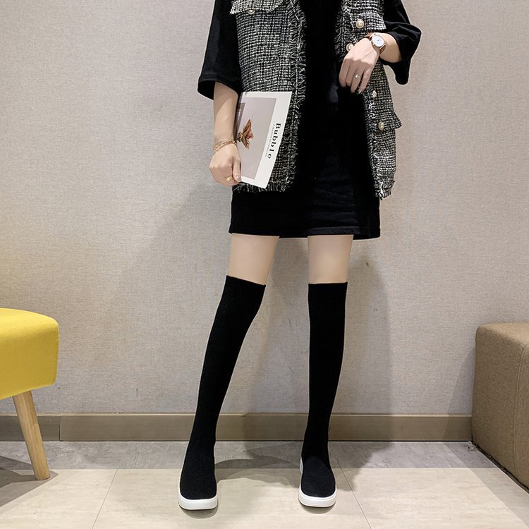 Knitted station stretch sock boots