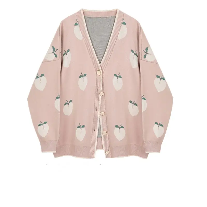 Autumn new style retro V-neck fashion cardigan top