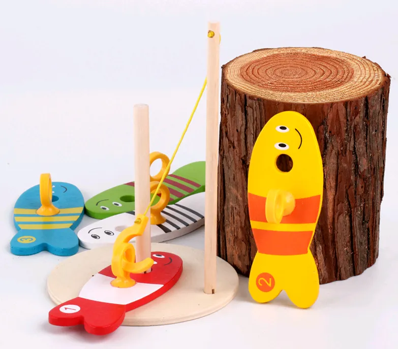 Children's educational creative fishing toys wooden baby early childhood teaching water ring wooden toys – image 4