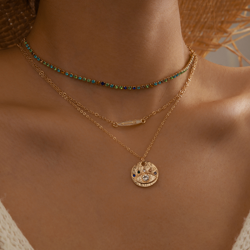 Arrow demon eye necklace 3-piece set