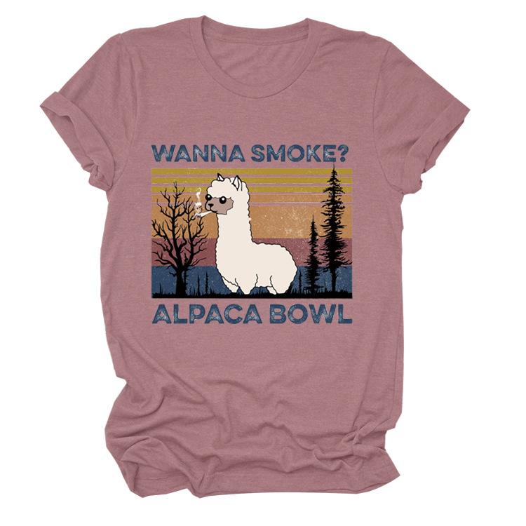 Alpaca personality print short sleeve