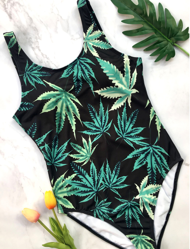 Amazon AliExpress Leaf Print Bikini One Piece Swimsuit - Image 4
