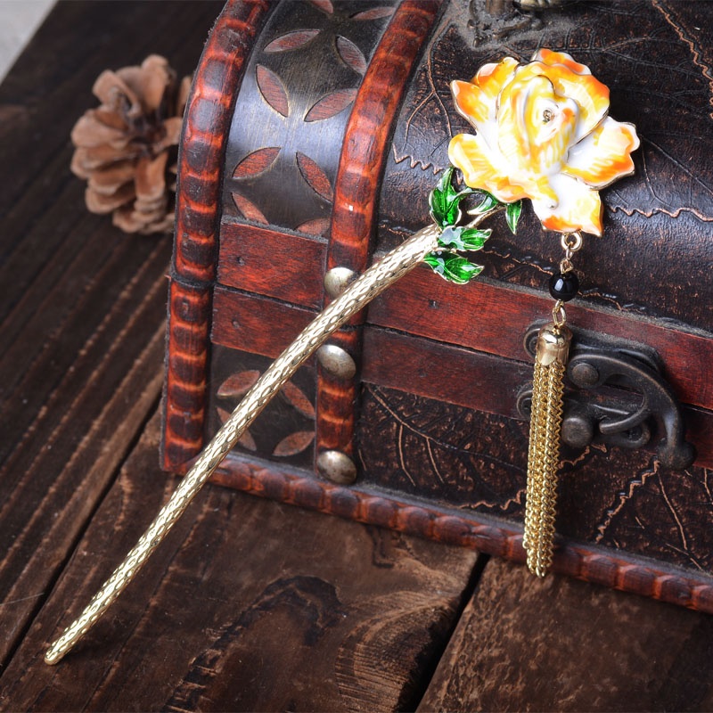 Vintage rose hairpin Yellow - Shop at LoveMi