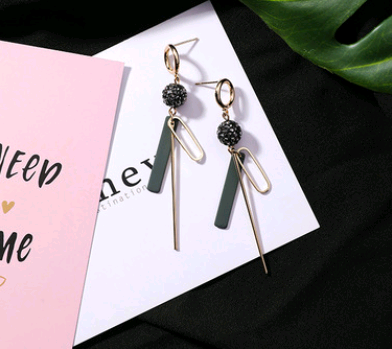 Rhinestone round diamond ball long tassel earrings earrings irregular temperament geometric ear jewelry female