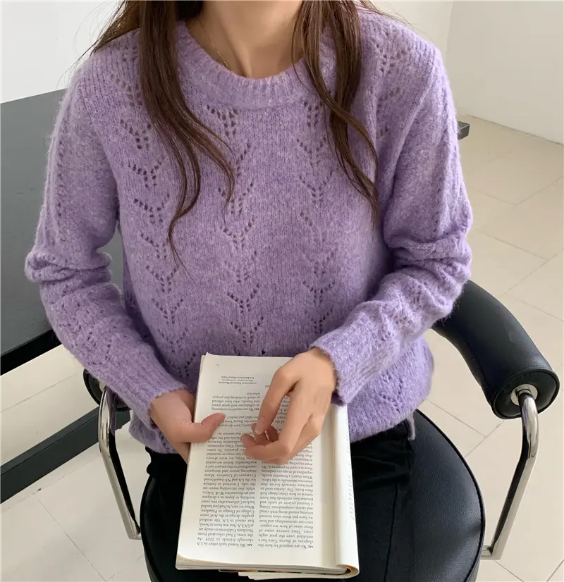 Round neck long sleeve loose sweater