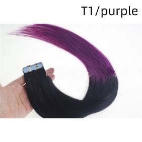 Pu traceless nano human hair European and American hair extension 16inch 40cm pack T1Purple - Shop at LoveMi