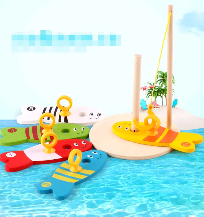 Children's educational creative fishing toys wooden baby early childhood teaching water ring wooden toys – image 7