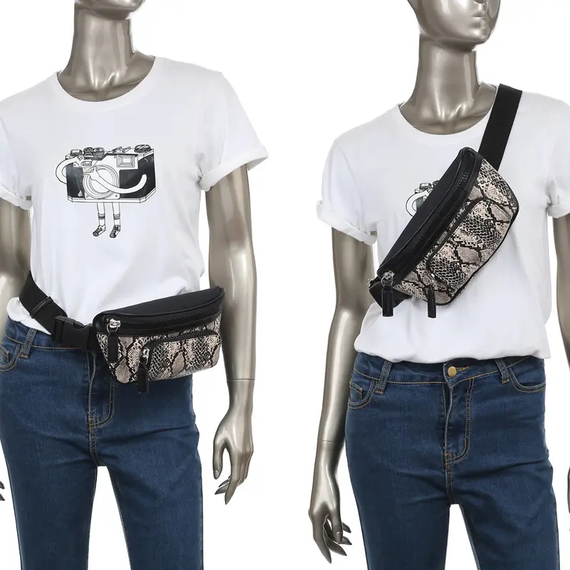 New mini small waist bag leather snake
