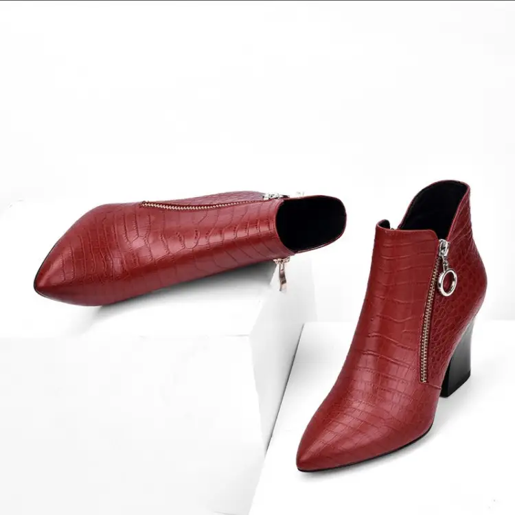 Women's thick heel short boots