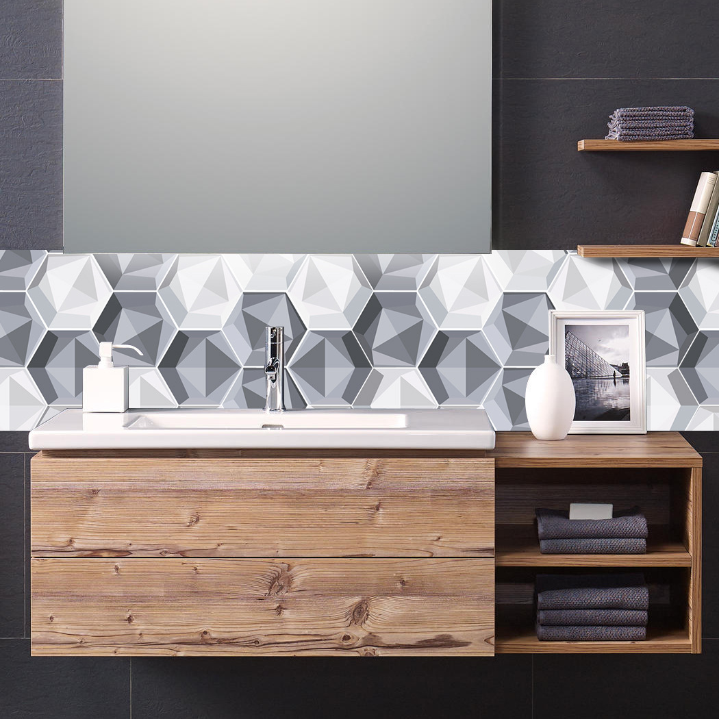 Enlarged hexagon crystal tile sticker