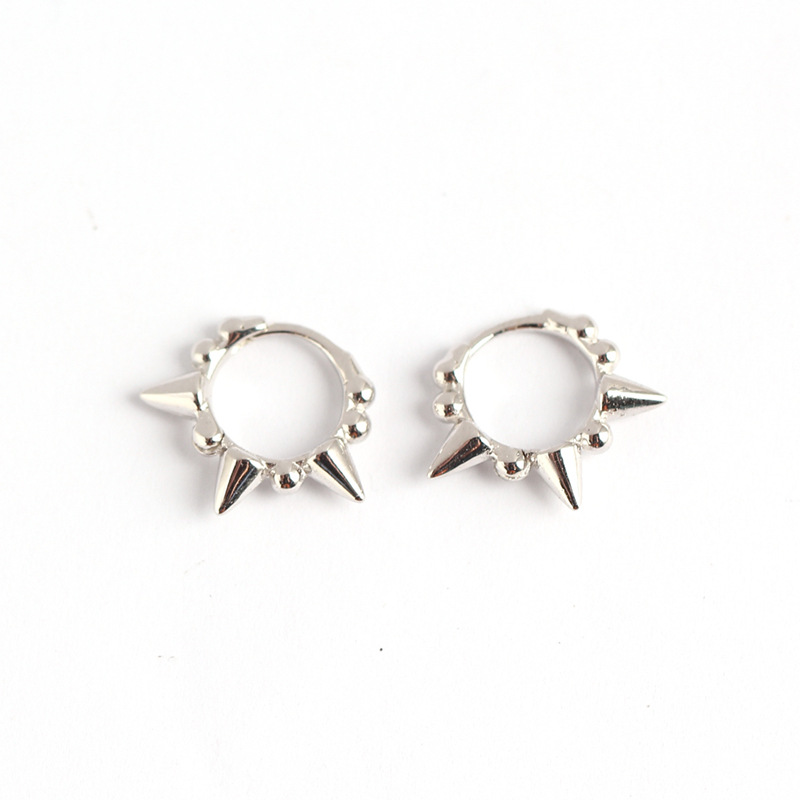 S925 sterling silver round bead rivet earrings street earrings