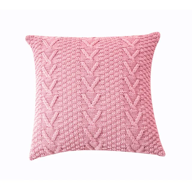 Coarse wool knitted cushion Leather Pink - Shop at LoveMi