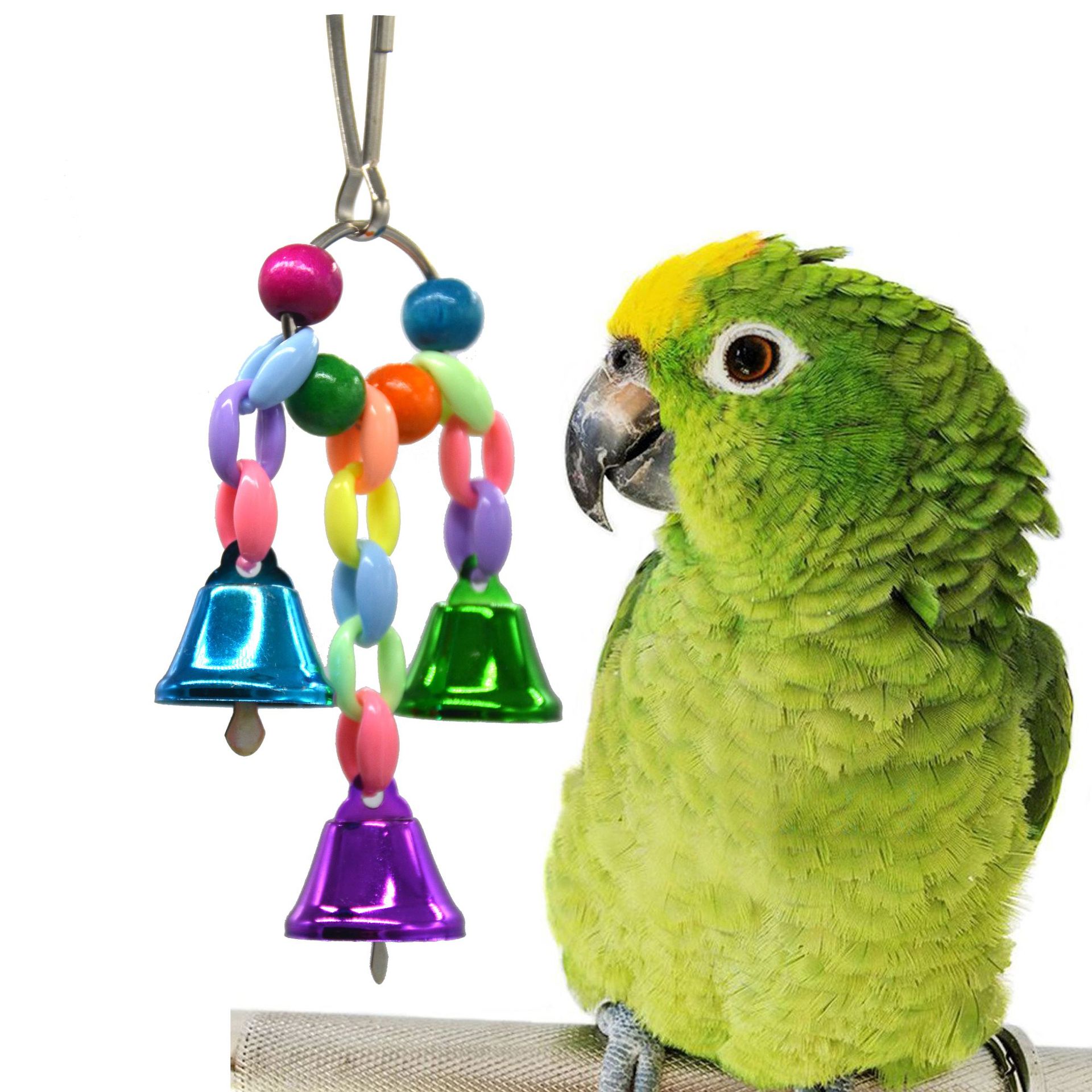 Parrot toy colorful bead bell