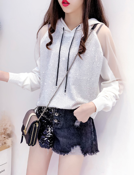 Hooded sweater loose knit top