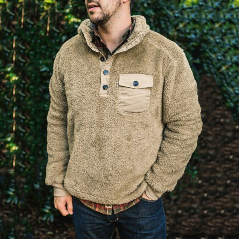Men's casual button pocket sweater