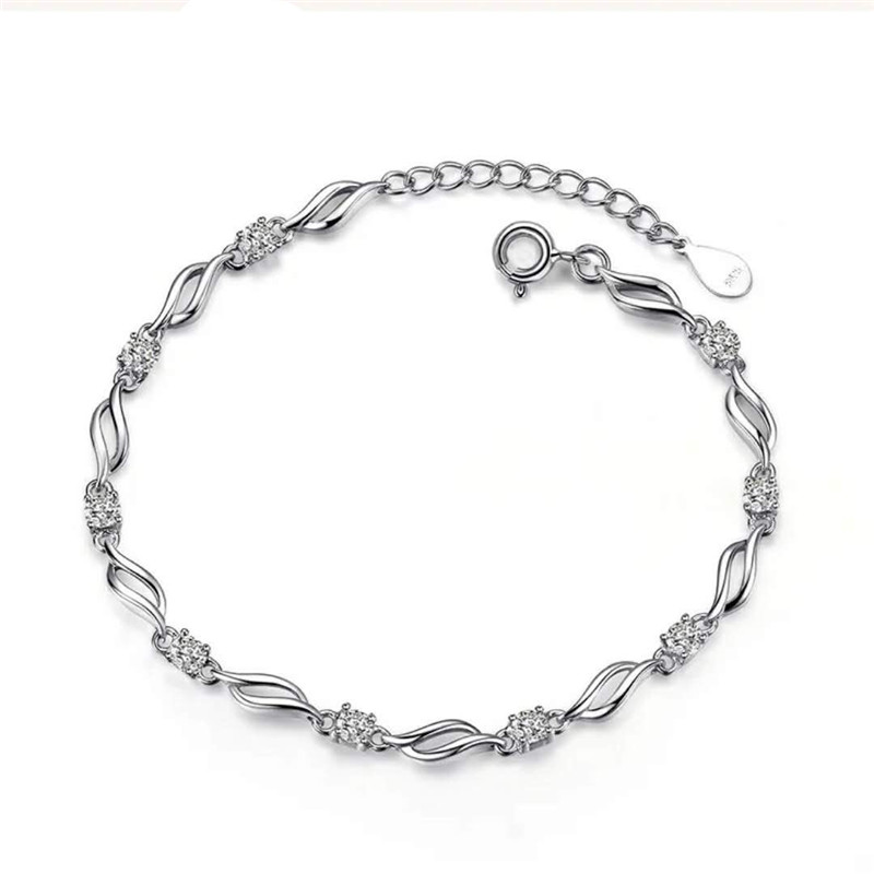 Korean Silver Plated Crystal Love Bracelet