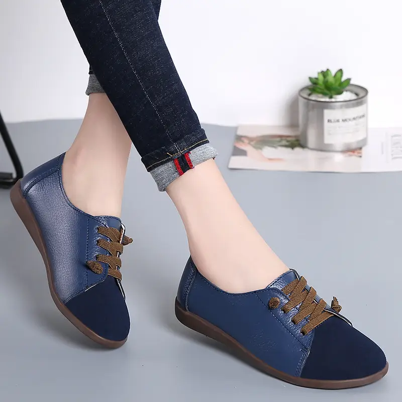 Leather soft sole flat shoes