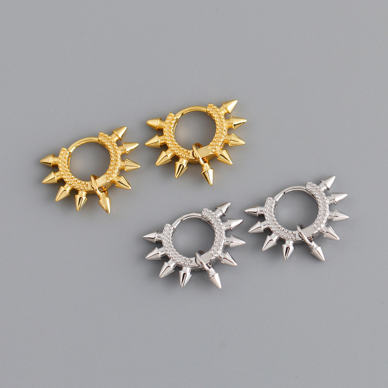 Punk pointed personality s925 sterling silver earrings