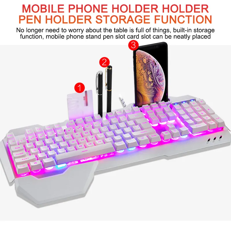 ErgonomicWired Gaming Keyboard with RGB Backlight Phone