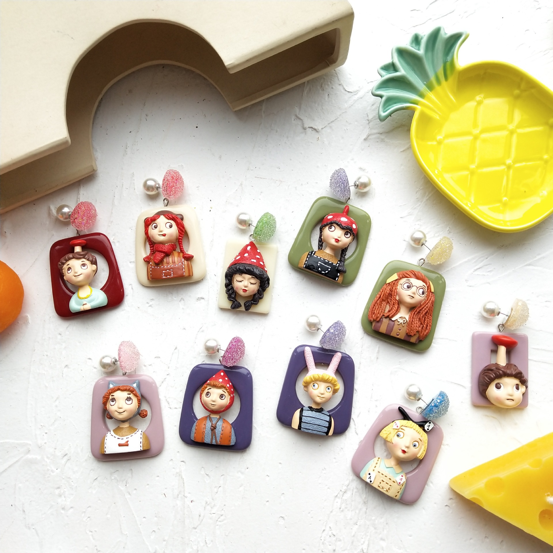 European and American portrait geometric earrings