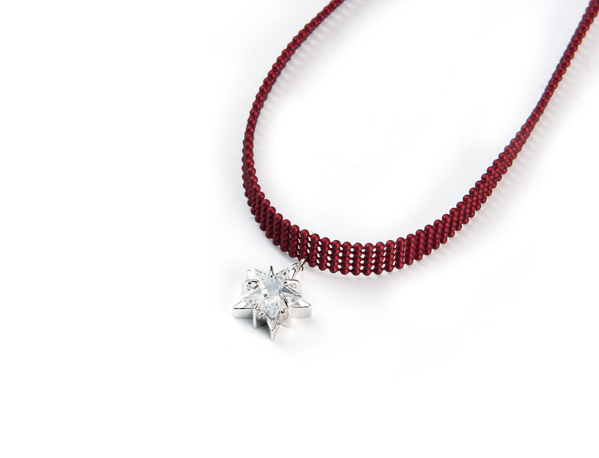 Crystal five pointed star choker necklace