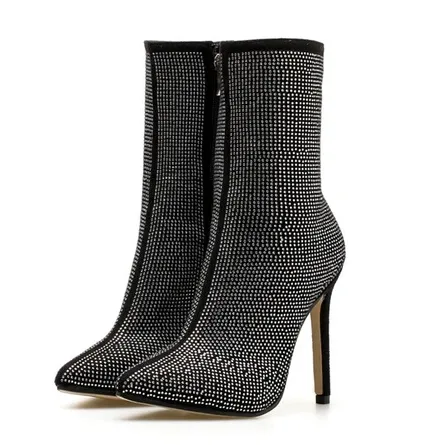 Women Pointed Toe Heeled Boots Black - Shop at LoveMi