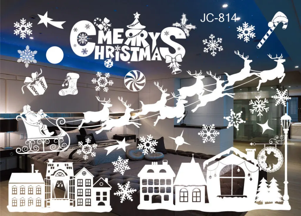 Christmas color window stickers - White814