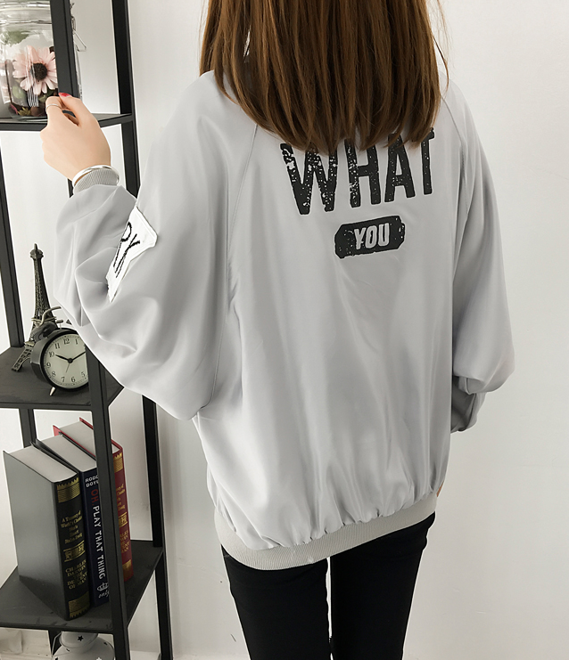 Printed jacket female jacket baseball uniform loose bf shirt
